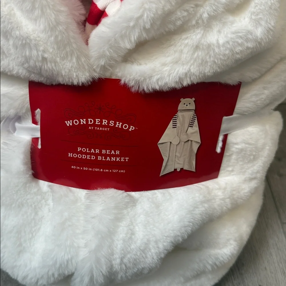 Polar Bear Hooded Blanket, Plush Polar Bear Blanket, Soft Christmas Blanket